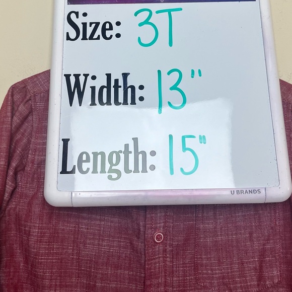 Boys 3t Craft And Flow Red maroon Button Down Shirt With Collar Blue lining - Picture 9 of 9